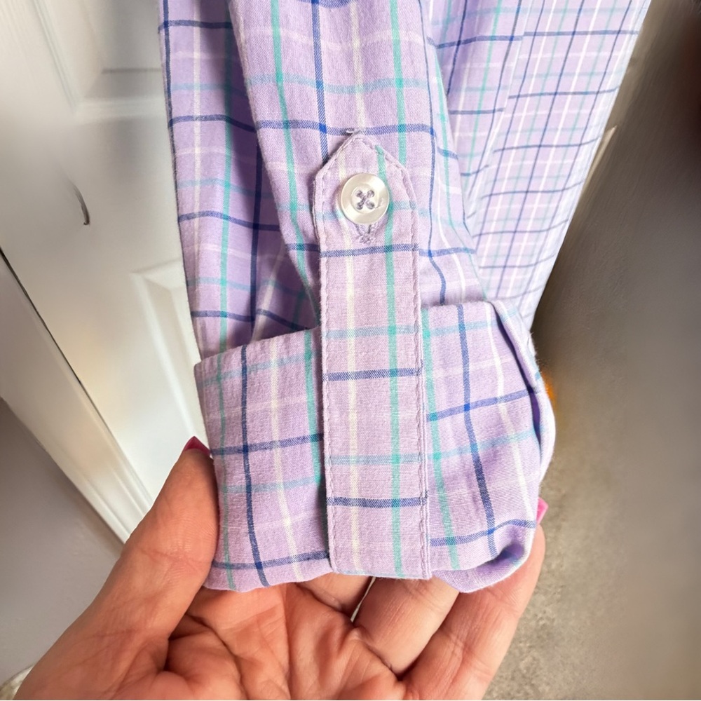 Caribbean Joe Lavender Plaid Shirt - Picture 9 of 9